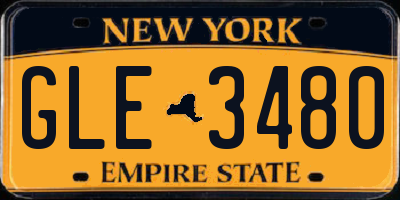 NY license plate GLE3480