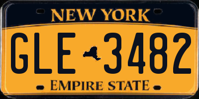 NY license plate GLE3482