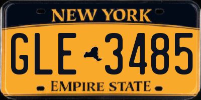 NY license plate GLE3485