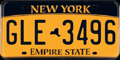 NY license plate GLE3496