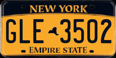 NY license plate GLE3502