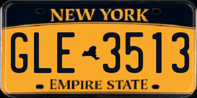 NY license plate GLE3513