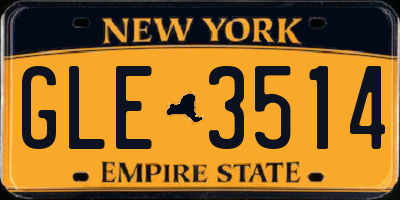 NY license plate GLE3514