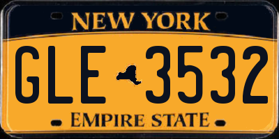 NY license plate GLE3532