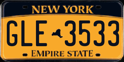 NY license plate GLE3533
