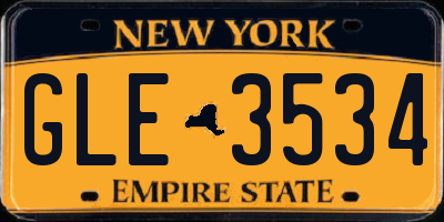 NY license plate GLE3534