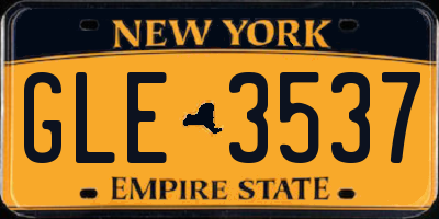 NY license plate GLE3537