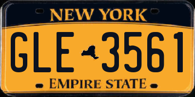 NY license plate GLE3561