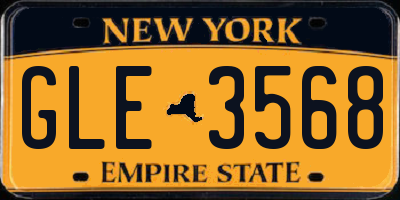 NY license plate GLE3568