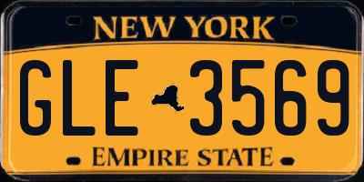 NY license plate GLE3569