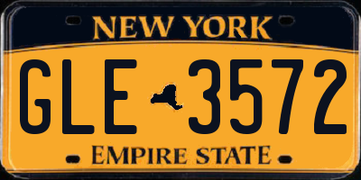 NY license plate GLE3572