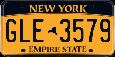NY license plate GLE3579