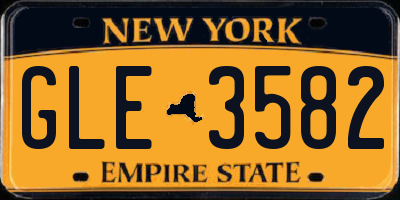 NY license plate GLE3582