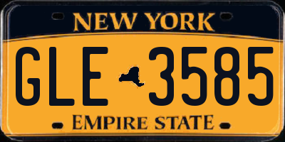 NY license plate GLE3585
