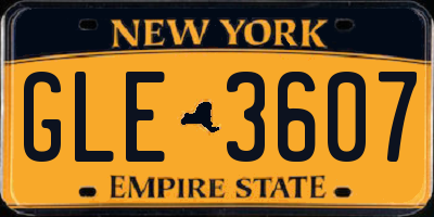 NY license plate GLE3607