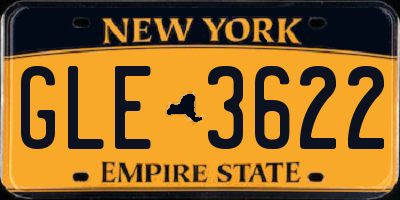 NY license plate GLE3622