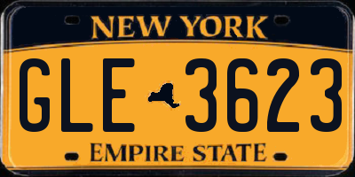 NY license plate GLE3623