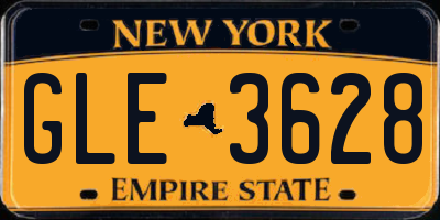 NY license plate GLE3628