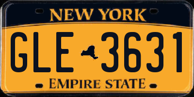 NY license plate GLE3631
