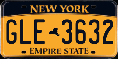 NY license plate GLE3632