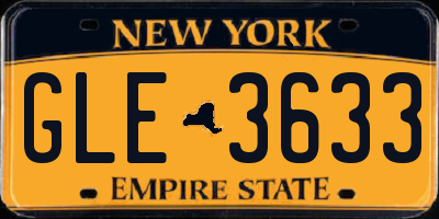 NY license plate GLE3633