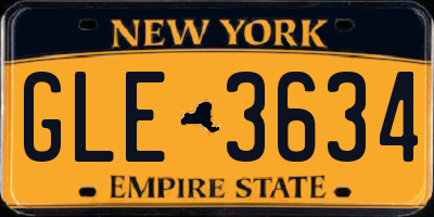 NY license plate GLE3634