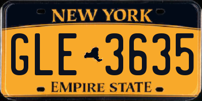 NY license plate GLE3635