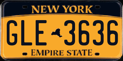 NY license plate GLE3636