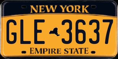 NY license plate GLE3637