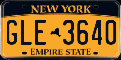 NY license plate GLE3640