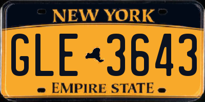 NY license plate GLE3643