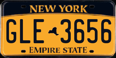 NY license plate GLE3656