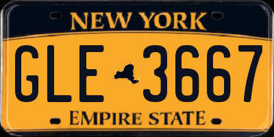 NY license plate GLE3667