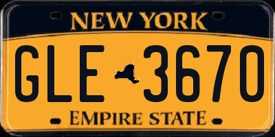 NY license plate GLE3670