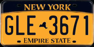 NY license plate GLE3671