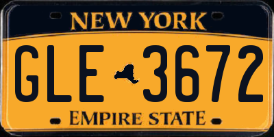 NY license plate GLE3672