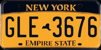 NY license plate GLE3676