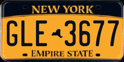 NY license plate GLE3677