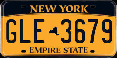 NY license plate GLE3679