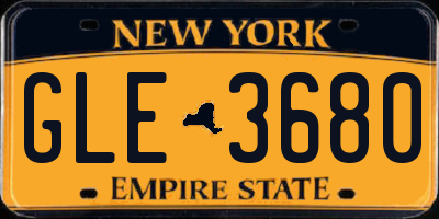 NY license plate GLE3680