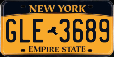 NY license plate GLE3689