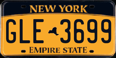 NY license plate GLE3699