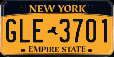 NY license plate GLE3701