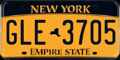 NY license plate GLE3705