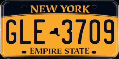 NY license plate GLE3709