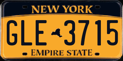 NY license plate GLE3715