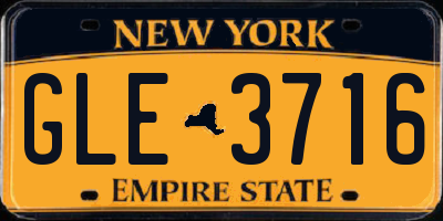 NY license plate GLE3716
