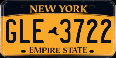 NY license plate GLE3722
