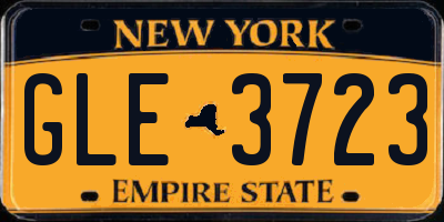 NY license plate GLE3723