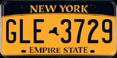 NY license plate GLE3729